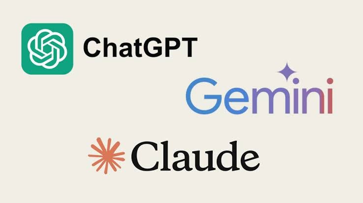 Logos do ChatGPT, Gemini, Claude e outras IAs em uma rede conectada