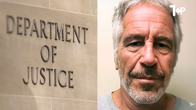 Montagem mostrando Jeffrey Epstein, pilhas de documentos e a silhueta de figuras poderosas
